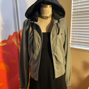 DC Vegan leather jacket with fleece hood